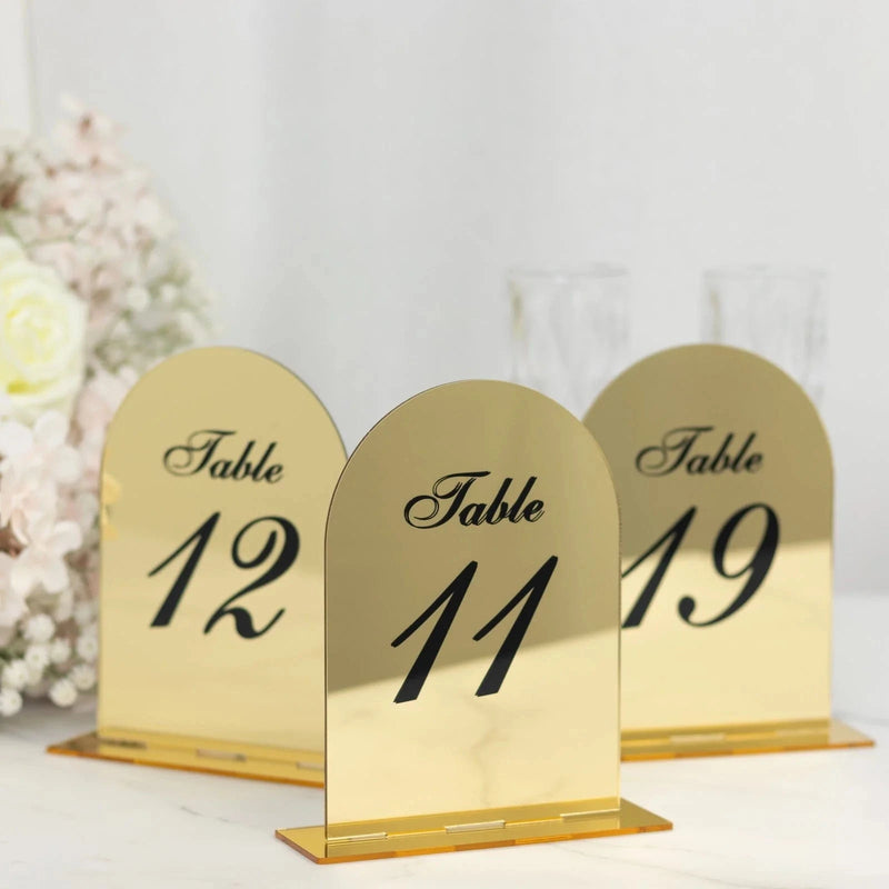 Acrylic Mirror Arch Table Numbers 11-20 - Gold FAV_BOARDTN_ACRY01_5X7_GOLD2