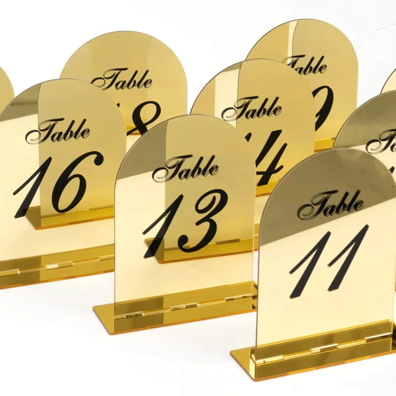 Acrylic Mirror Arch Table Numbers 11-20 - Gold FAV_BOARDTN_ACRY01_5X7_GOLD2