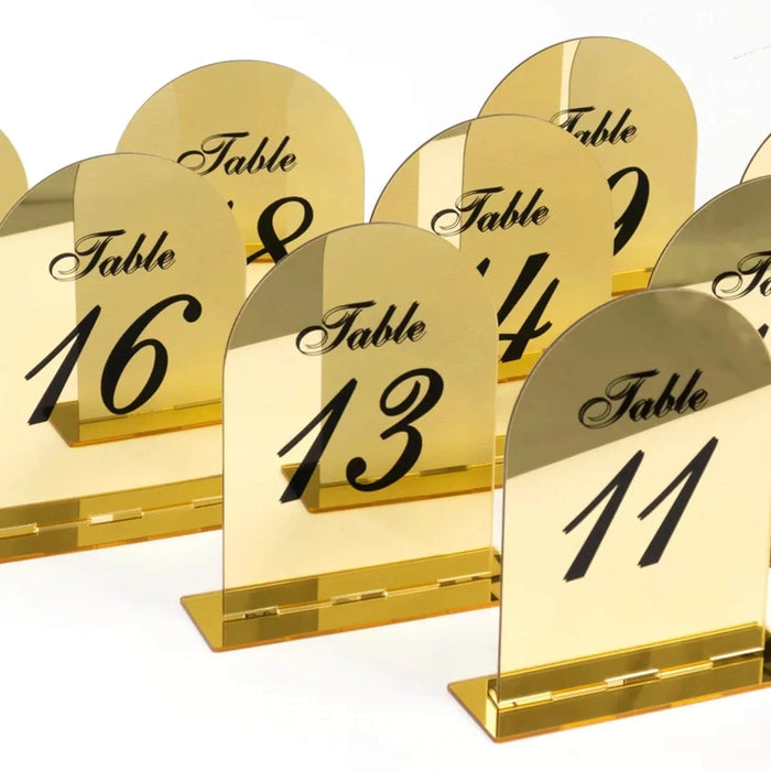 Acrylic Mirror Arch Table Numbers 11-20 - Gold FAV_BOARDTN_ACRY01_5X7_GOLD2
