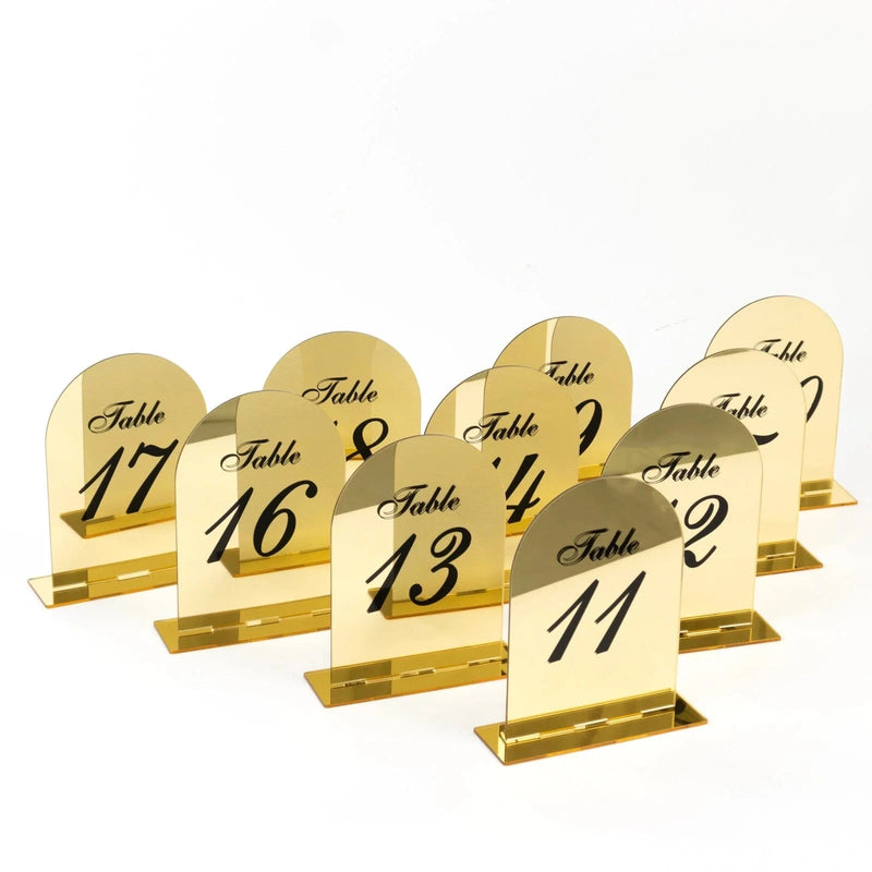 Acrylic Mirror Arch Table Numbers 11-20 - Gold FAV_BOARDTN_ACRY01_5X7_GOLD2
