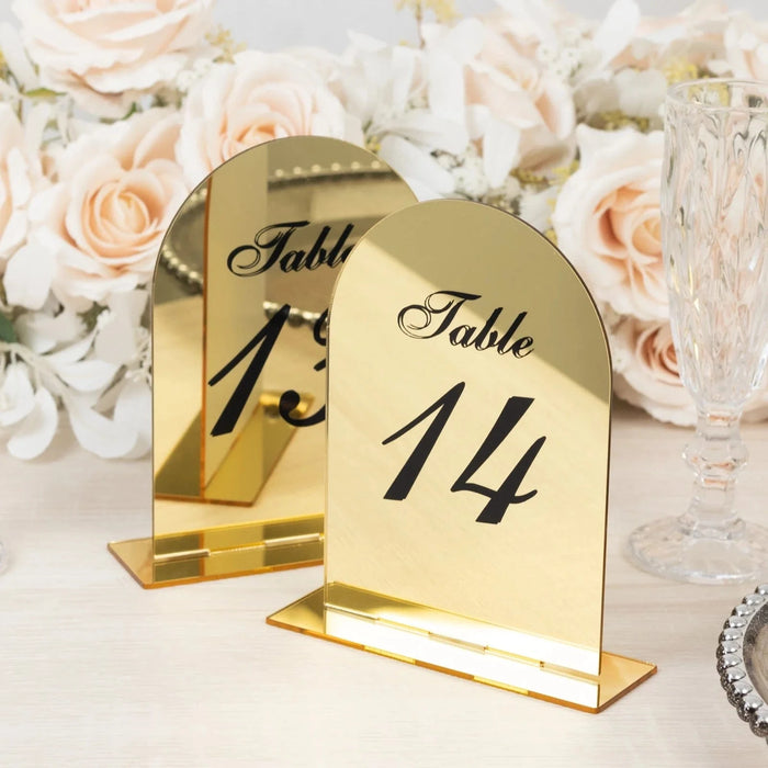 Acrylic Mirror Arch Table Numbers 11-20 - Gold FAV_BOARDTN_ACRY01_5X7_GOLD2