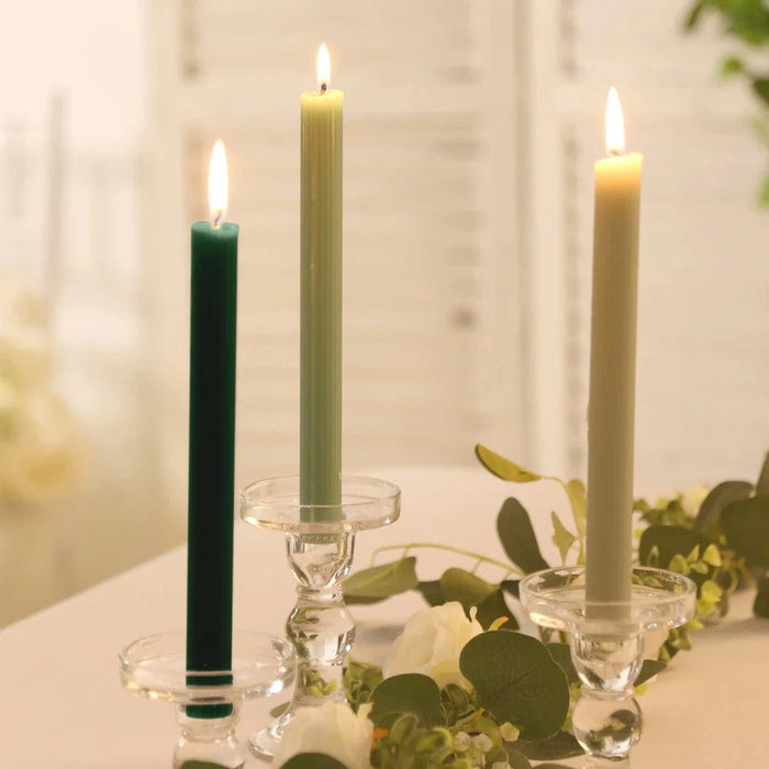 5 Ribbed Design 9" Unscented Premium Wax Taper Candles
