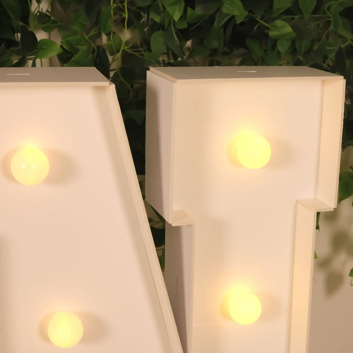 4ft XL LED Marquee Letter Foam Board with 10 Warm White Battery Operated LEDs - White