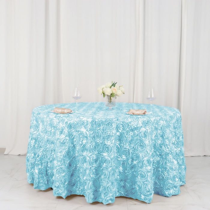 120" Round Satin Ribbon Roses Tablecloth
