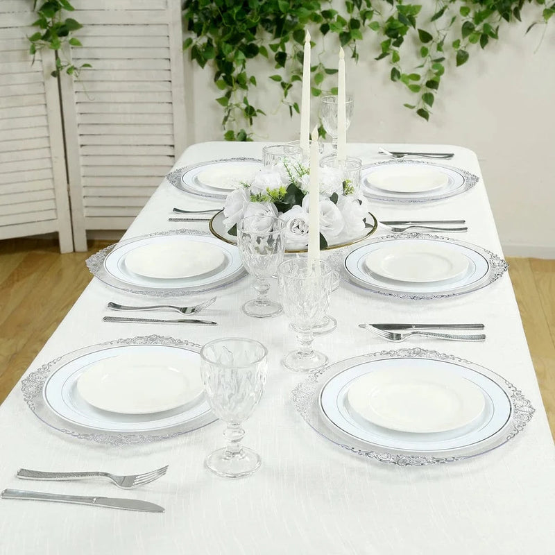 20 Round 13" Plastic Charger Plates with Embossed Baroque Rim