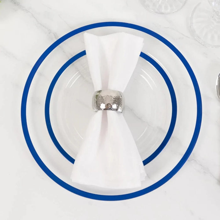 10 Round Plastic Salad Plates with Gold Rim - Disposable Tableware