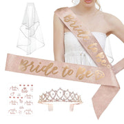 Bridal Shower Decoration Set Bachelorette Party Supplies Kit - White and Rose Gold WED_PRTY_BRIDE_VEIL01_054
