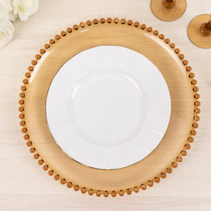 6 pcs 13" Round Beaded Rim Charger Plates