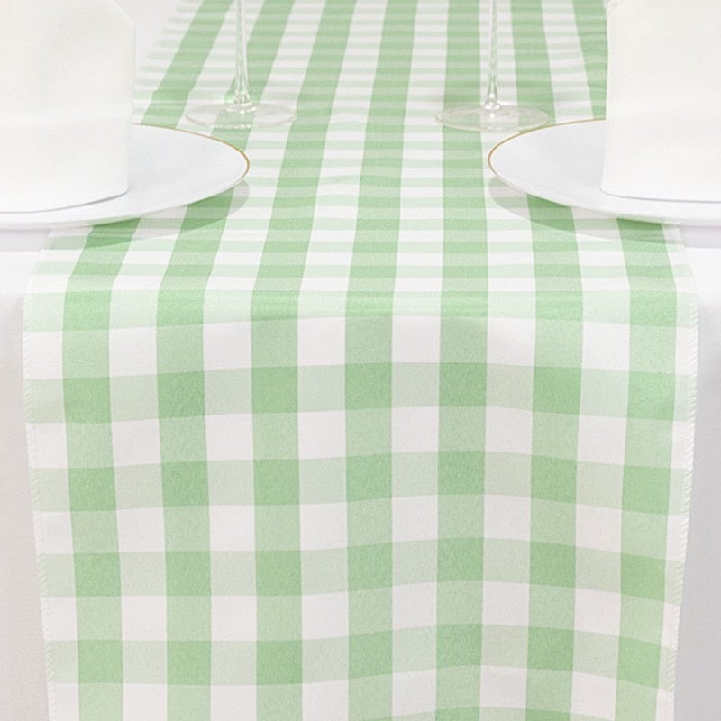 Checkered Gingham Polyester Table Runner RUN_CHK_SAGE