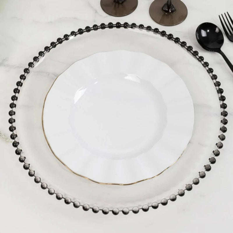 6 pcs 13" Round Beaded Rim Charger Plates