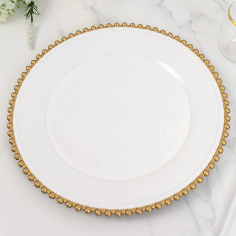6 pcs 13" Round Beaded Rim Charger Plates