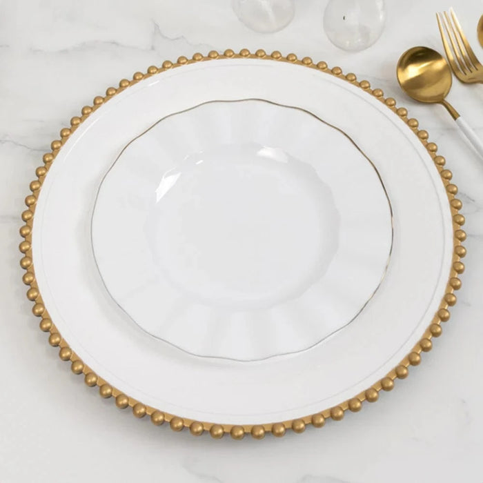 6 pcs 13" Round Beaded Rim Charger Plates