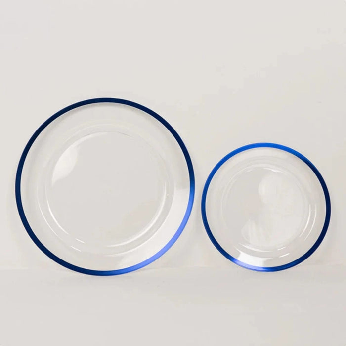 10 Round Plastic Salad Plates with Gold Rim - Disposable Tableware