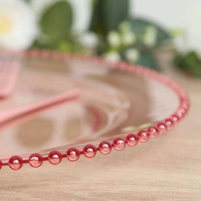 10 Round 13" Plastic Charger Plates with Beaded Rim