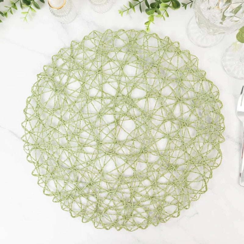 6 pcs 15" wide Round Metallic String Placemats