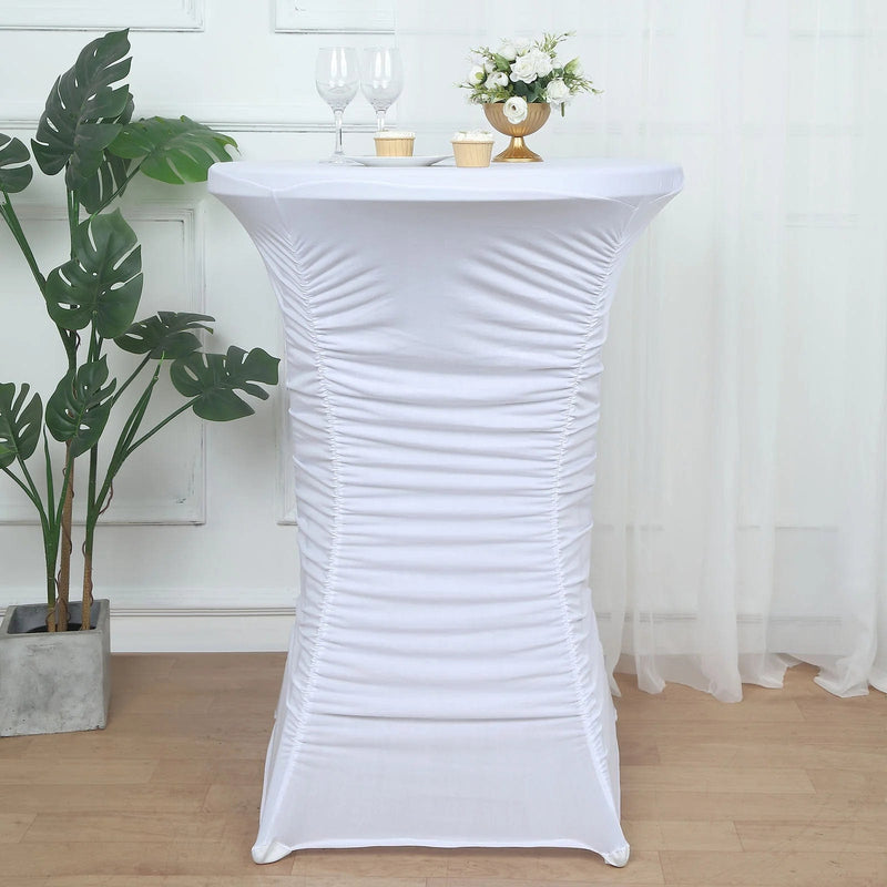 Cocktail Table Cover Ruched Pleated Heavy Duty Spandex Tablecloth