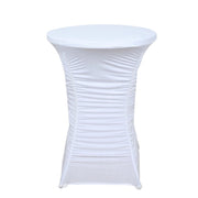 Cocktail Table Cover Ruched Pleated Heavy Duty Spandex Tablecloth TAB_COCK_SPX03_WHT