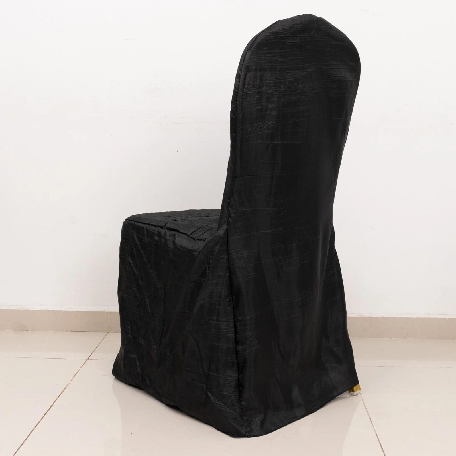 Crinkle Crushed Taffeta Banquet Chair Cover CHAIR_ACRNK_BLK