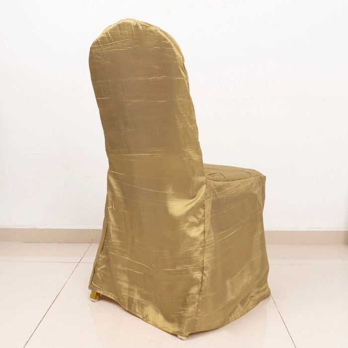 Crinkle Crushed Taffeta Banquet Chair Cover CHAIR_ACRNK_GOLD