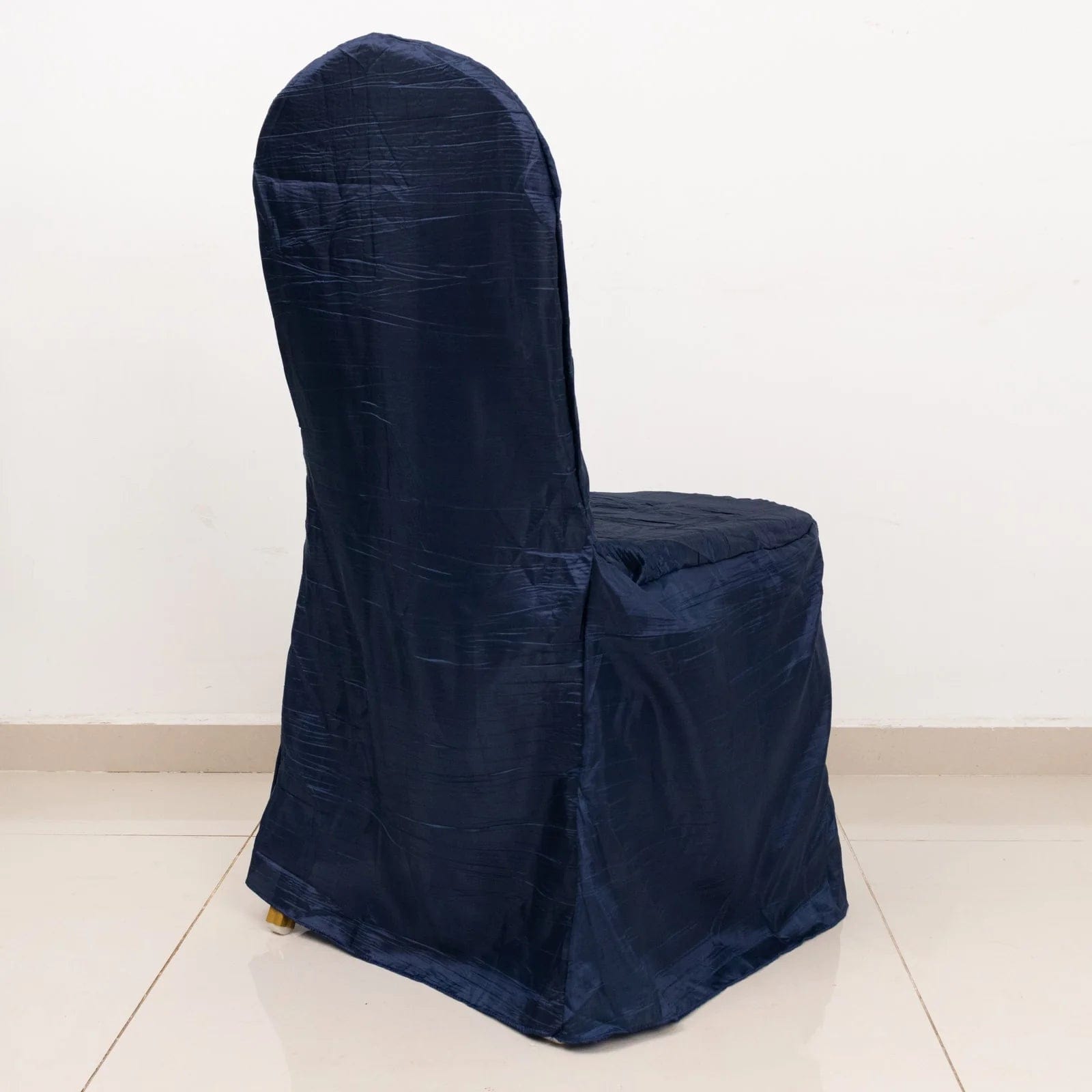 Crinkle Crushed Taffeta Banquet Chair Cover CHAIR_ACRNK_NAVY