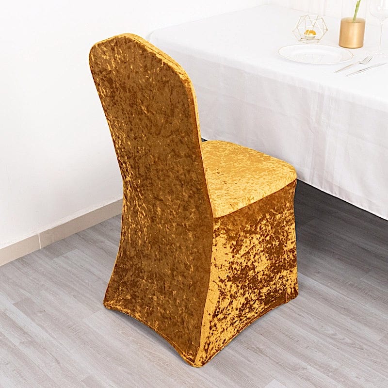 Crushed Velvet Fitted Spandex Banquet Chair Cover