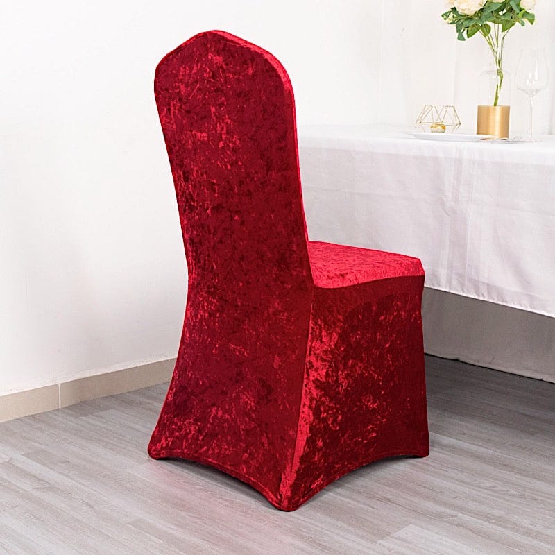 Crushed Velvet Fitted Spandex Banquet Chair Cover