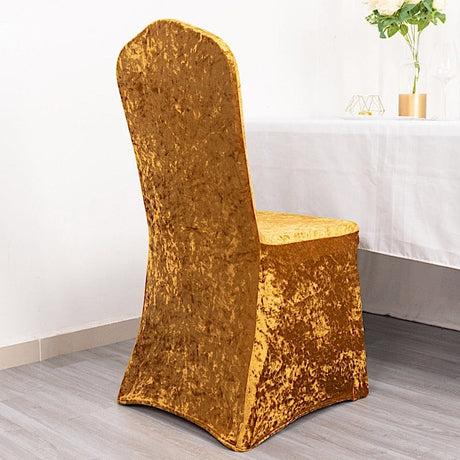 Crushed Velvet Fitted Spandex Banquet Chair Cover