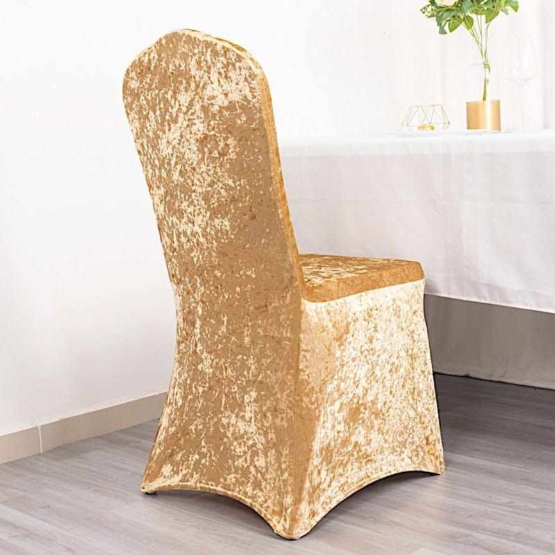 Crushed Velvet Fitted Spandex Banquet Chair Cover