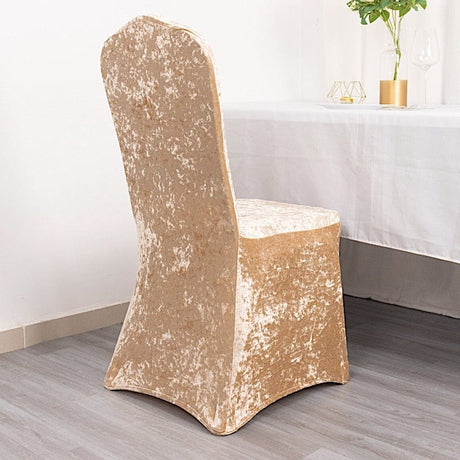 Crushed Velvet Fitted Spandex Banquet Chair Cover