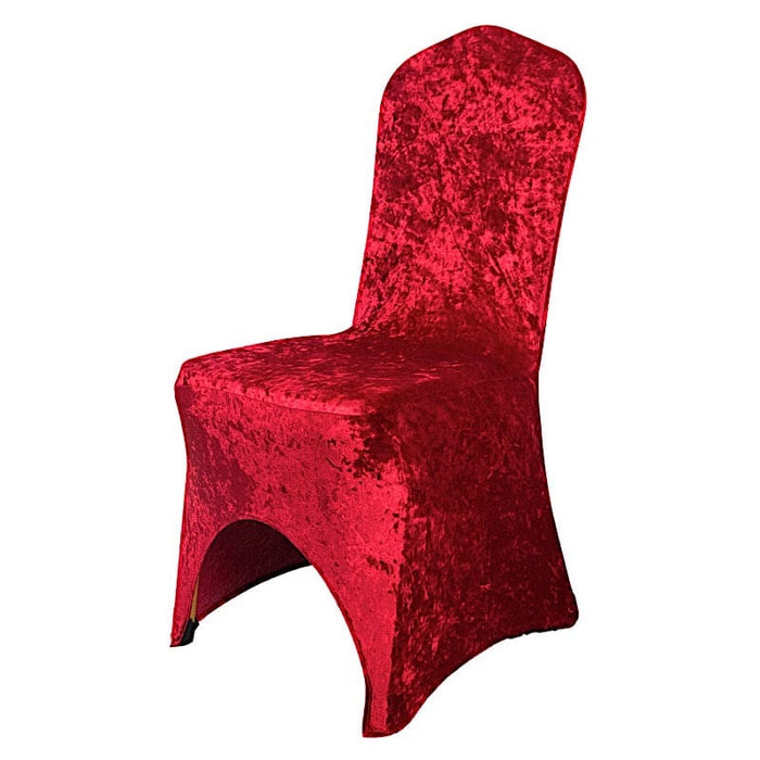 Crushed Velvet Fitted Spandex Banquet Chair Cover CHAIR_VEL01_RED