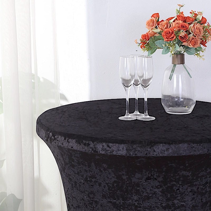 Crushed Velvet Stretch Fitted Round Highboy Cocktail Table Cover