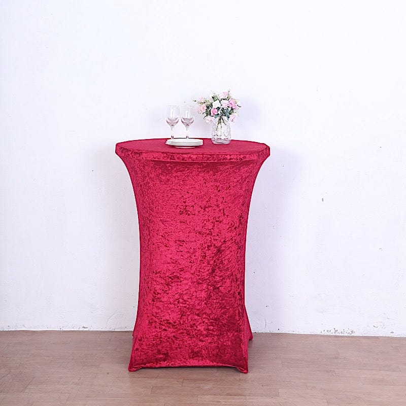 Crushed Velvet Stretch Fitted Round Highboy Cocktail Table Cover