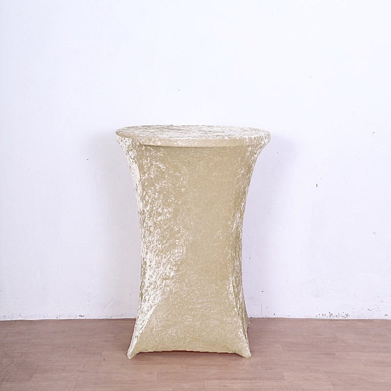 Crushed Velvet Stretch Fitted Round Highboy Cocktail Table Cover