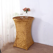 Crushed Velvet Stretch Fitted Round Highboy Cocktail Table Cover