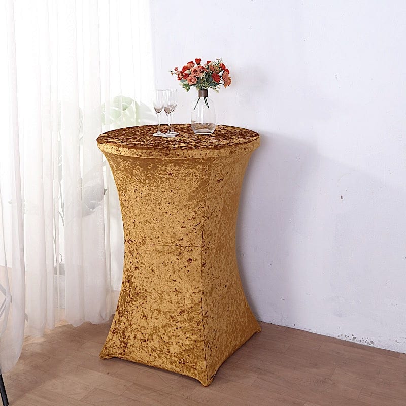 Crushed Velvet Stretch Fitted Round Highboy Cocktail Table Cover