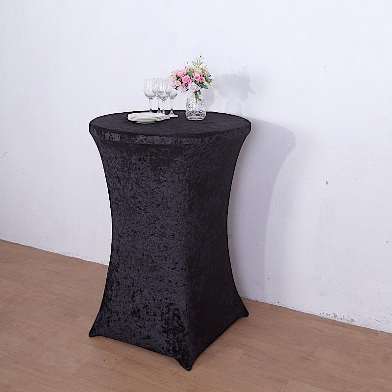 Crushed Velvet Stretch Fitted Round Highboy Cocktail Table Cover