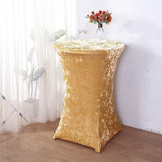 Crushed Velvet Stretch Fitted Round Highboy Cocktail Table Cover
