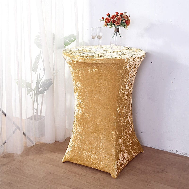 Crushed Velvet Stretch Fitted Round Highboy Cocktail Table Cover
