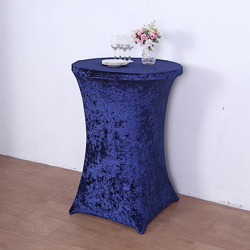 Crushed Velvet Stretch Fitted Round Highboy Cocktail Table Cover
