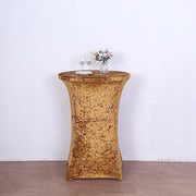 Crushed Velvet Stretch Fitted Round Highboy Cocktail Table Cover