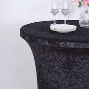 Crushed Velvet Stretch Fitted Round Highboy Cocktail Table Cover