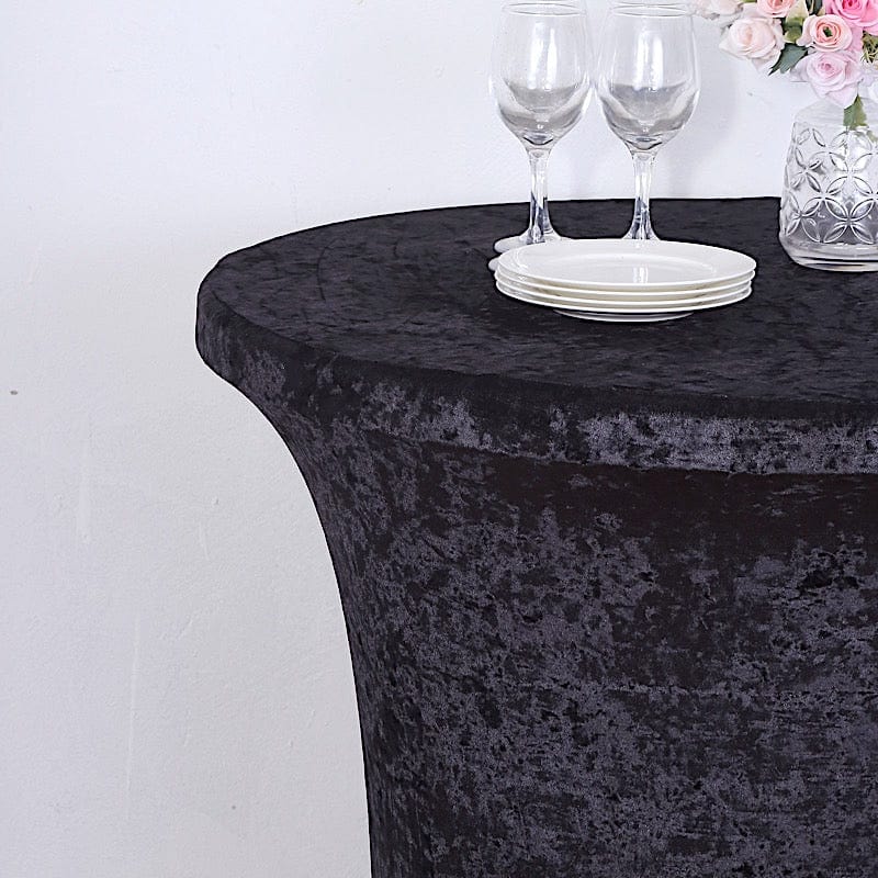 Crushed Velvet Stretch Fitted Round Highboy Cocktail Table Cover