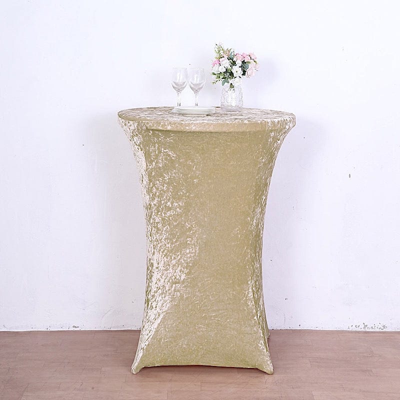 Crushed Velvet Stretch Fitted Round Highboy Cocktail Table Cover