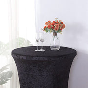 Crushed Velvet Stretch Fitted Round Highboy Cocktail Table Cover