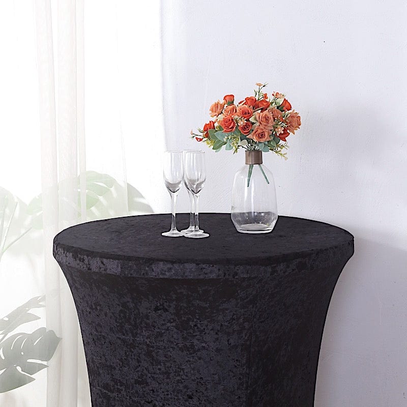 Crushed Velvet Stretch Fitted Round Highboy Cocktail Table Cover
