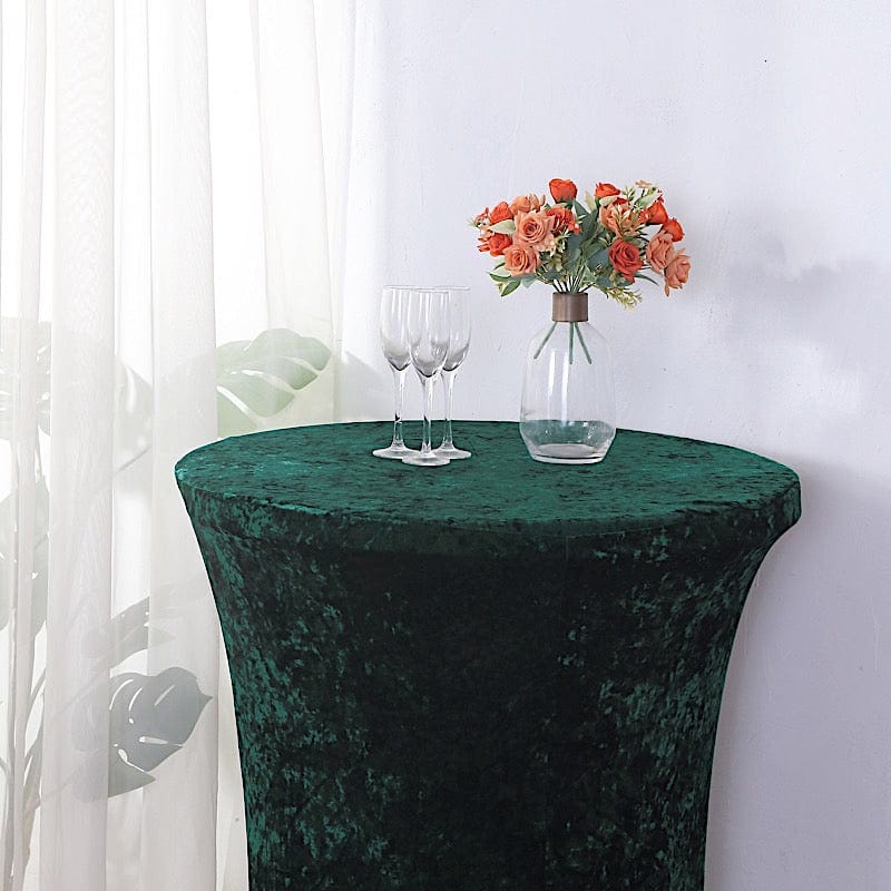 Crushed Velvet Stretch Fitted Round Highboy Cocktail Table Cover