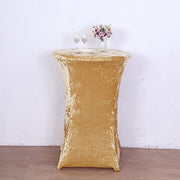 Crushed Velvet Stretch Fitted Round Highboy Cocktail Table Cover