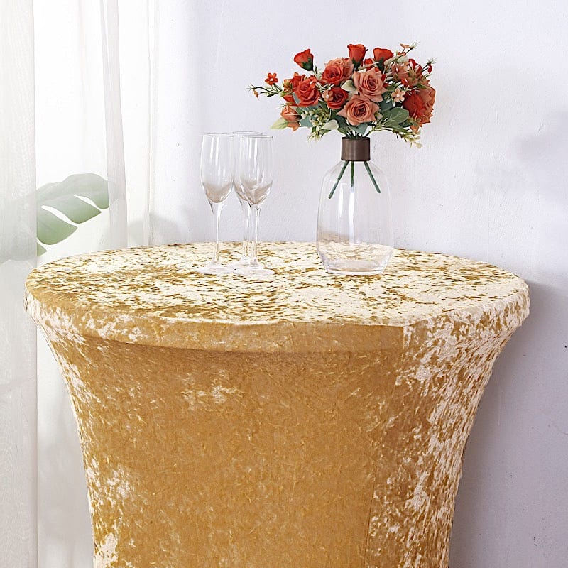 Crushed Velvet Stretch Fitted Round Highboy Cocktail Table Cover