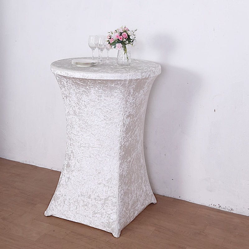 Crushed Velvet Stretch Fitted Round Highboy Cocktail Table Cover