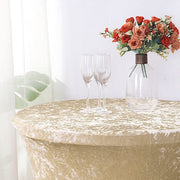 Crushed Velvet Stretch Fitted Round Highboy Cocktail Table Cover